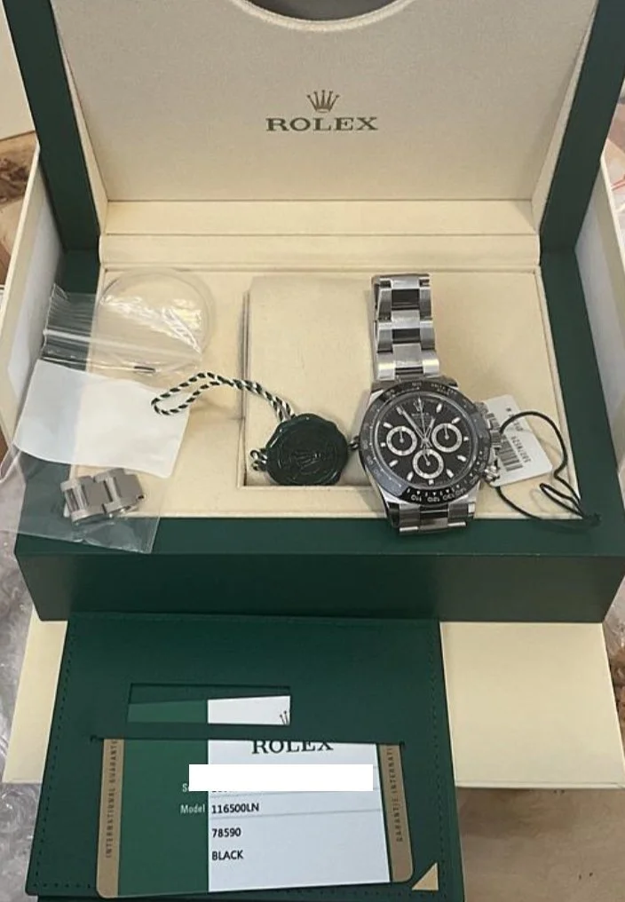 Rolex Black Dial Daytona Reference 116500LN Full Set Unpolished
